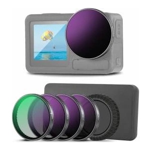NEEWER ND filter set compatible with DJI Osmo Action 5 Pro/4/3 (pack of 4), ND8/16/32 CPL circular polarization filter, polarizing filter, gray filter, snap-on action cam accessory with lens cap, FLA01 - 101
