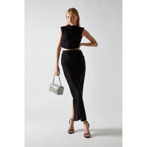 Glamorous Къса блуза Glamorous Black-Glitter High-neck Crop-Top - Black