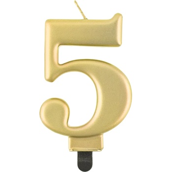 Godan Свещ за рожден ден 5 металик златиста