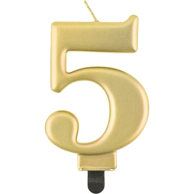 Godan Свещ за рожден ден 5 металик златиста