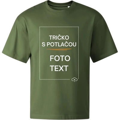 Oversized tričko s potlačou khaki