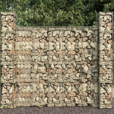 vidaXL Gabionová zeď s víkem z pozinkované oceli 600 x 50 x 200 cm