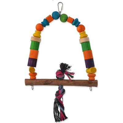 BIRD JEWEL Houpačka dřevěná s uzlem barevná 32 cm