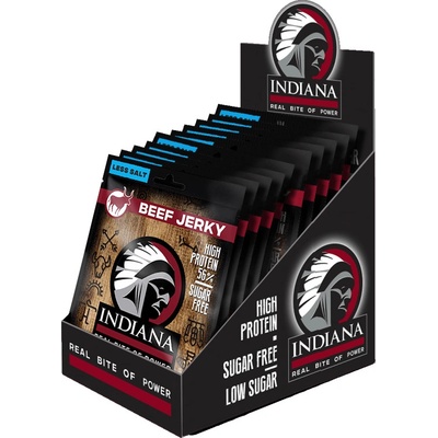 Indiana Jerky Hovězí sušené maso Less Salt 10 ks 250 g