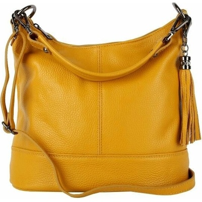 Talianske Žltá talianska kožená crossbody kabelka Anita