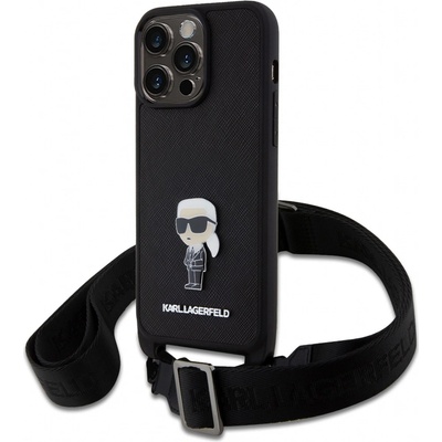 Karl Lagerfeld Saffiano Crossbody Metal Ikonik iPhone 15 Pro Max, čierne