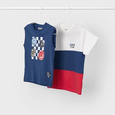 MAYORAL Сет тениска с къс ръкав и потник с презрамки индиго за мини момче Mayoral