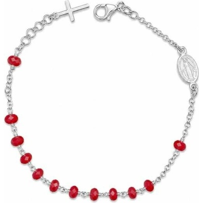 Šperky Nina Strieborný náramok Ruženec s červenými korálkami 925 1000 (18 – 20 cm) nar ag H 217