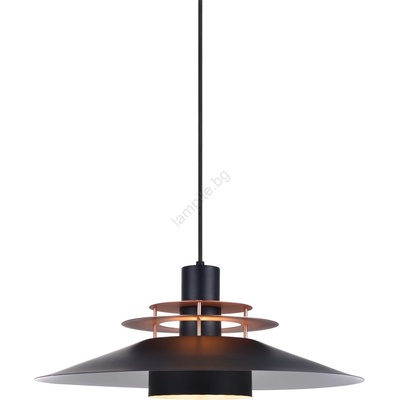 halo design 744503 - Пендел на кабел RIVOLI 1xE27/40W/230V Ø 50 см черен/меден (HO0097)