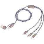 TROIKA Кабел за зареждане 3 в 1, 1 м, TROIKA "Trident", сив CBL30/GY (CBL30/GY)