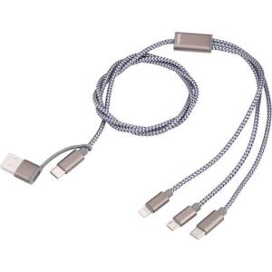 TROIKA Кабел за зареждане 3 в 1, 1 м, TROIKA "Trident", сив CBL30/GY (CBL30/GY)