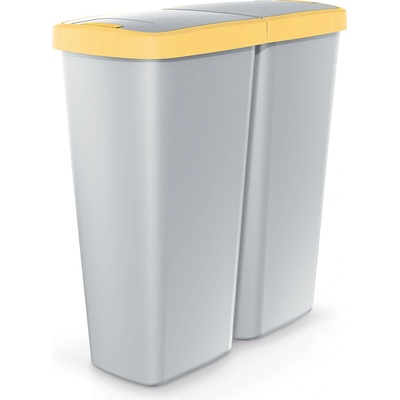 Prosperplast Odpadkový kôš COMPACTA Q DUO popolavý so žltým vekom 50l