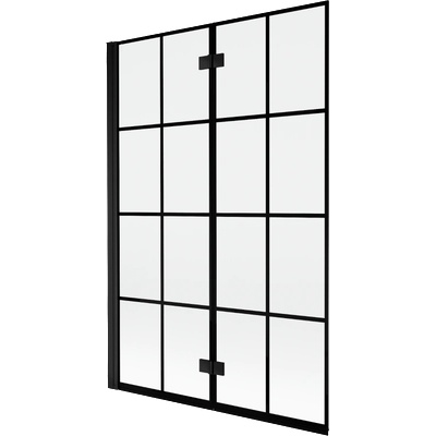 Mexen Mist параван за вана 2-крилен, ляв 120 x 150 см, черна решетка, черен - 8A9-120-002-70-77-L (8A9-120-002-70-77-L)