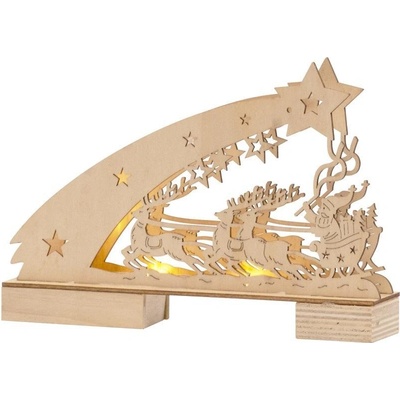 MagicHome Dekorácia Woodeco Servitník so Santom 5 LED 22x5x15 cm