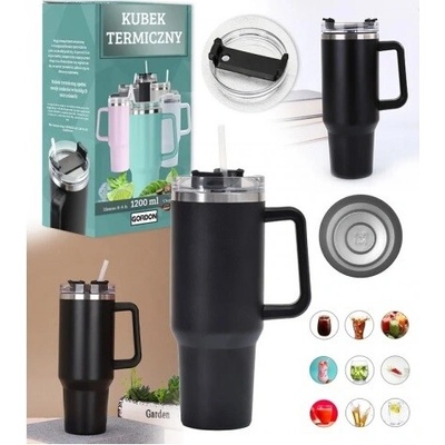Gordon G870 Termohrnek s uchem a brčkem nerez 1,2 l černá