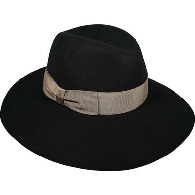 Borsalino dámský klobouk s béžovou stuhou široká krempa černý