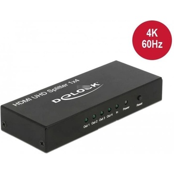 Delock DeLOCK HDMI UHD Splitter 1 x HDMI в към 4 x HDMI out 4K, HDMI Splitter (18684)