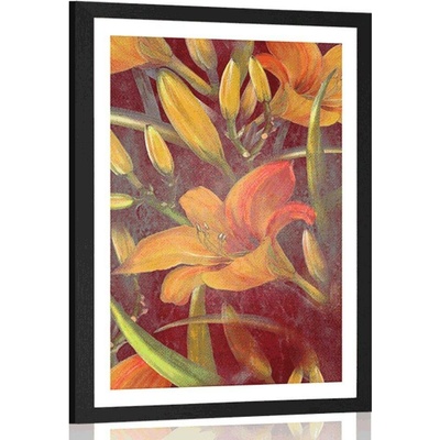 Plakát s paspartou rozkvět oranžové lilie - 40x60 white
