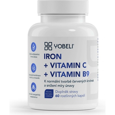 YOBELI® Železo + vitamíny C a B9 YOBELI 60 kapslí