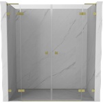 Mexen Lunar L Дуо въртящи се душ врати 190 см, прозрачни, златни четка - 834DL-190-000-55-00 (834DL-190-000-55-00)