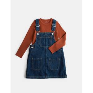 Marks & Spencer Двухчастен комплект дънкова рокля (2-10 години) Marks & Spencer морско синьо Marks & Spencer | Sin | Момичешки | 2-3 години