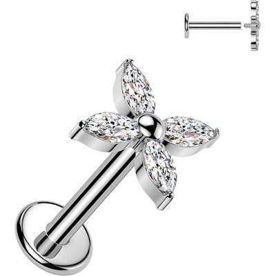 Atreya Titanová labreta s vnitřním závitem Větrník stříbrná velikost 1,2 mm délka průměr 6 mm