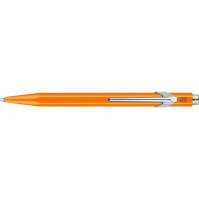Caran d'Ache 849 Fluoline modrá náplň M oranžové tělo