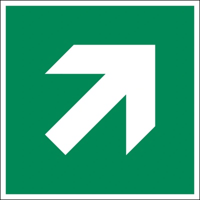 Značka Smerová šípka šikmo, ISO 3864, samolepiaca fólia, fotoluminiscenčná, 150 x 150 mm, BJ = 5 ks
