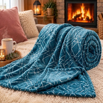 Top textil Mikroplyš modrá a stříbrná deka 150x200