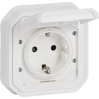 Legrand Контакт шуко 16А с детска защита и винт. клеми моноблок за скрит монтаж със скоби цвят Бял IP55 Plexo New - 069868L (069868L)