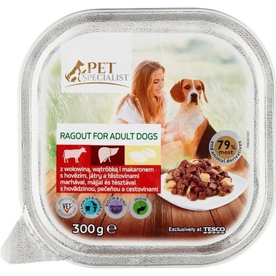 Tesco Pet Specialist Adult Ragú s hovädzinou pečeňou a cestovinami 300 g