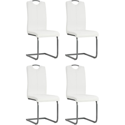 vidaXL Конзолни трапезни столове, 4 бр, бели, изкуствена кожа (246196)