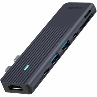 Мултипортов адаптер Rapoo UCM-2003, 7 в 2, USB-A, USB-C, HDMI, SD/MicroSD (RAPOO-11411)