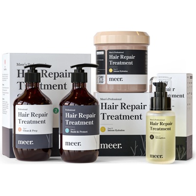 meer. sada pro poškozené vlasy šampon 500ml + kondicionér 500 ml + maska 500ml + olejové sérum 50 ml – Zboží Dáma