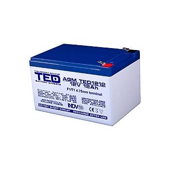 Ted electric Оловна Батерия TED ELECTRIC 12 V / 12 Ah- 152 / 98 / 96 mm AGM (TED-12V-12-AGM)