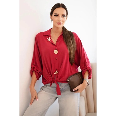 Kesi dámská košile ART61953 s viskózou a ozdobnými knoflíky bordó