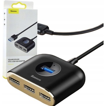 Baseus Square Round USB Adapter HUB USB 3.0 to 1x USB 3.0 + 3x USB 2.0.1m Black