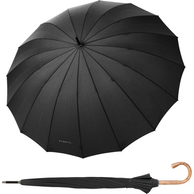 Bugatti Doorman černý luxusní pánský holový deštník s dřevěnou rukojetí černý