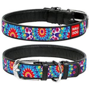 COLLAR Кожен нашийник WAUDOG Flowers черен 21 - 29 см, 12 мм