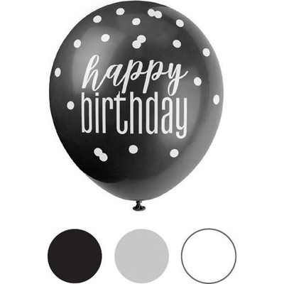 Unique Balónik pastel 30 cm potlač Happy birthday tmavý mix
