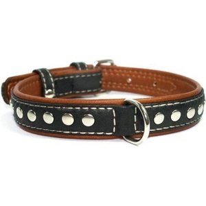 COLLAR Кожен нашийник с метално приложение - 27 - 36см, 15мм - черен