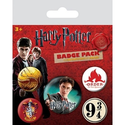 CurePink Set 5 Placek Harry Potter Erb Nebetvír Gryffindor 2,5 cm a 3,8 cm – Zboží Mobilmania