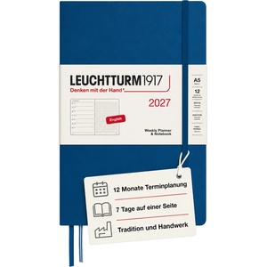 Leuchtturm1917 weekly calendar 2027 dotted medium (A5) with notebook - 145 x 210 mm - January-December 2027 - 400263 (400263)