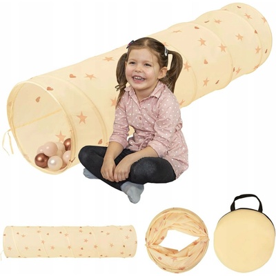 Selonis SKLÁDACÍ tunel pro děti stan béžový + 100 míčků TT-100X
