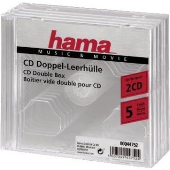Hama CD Double Jewel Case, Pack 5 2 дискове Прозрачен (44752) (44752)