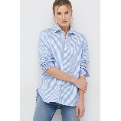 Ralph Lauren Памучна риза Polo Ralph Lauren дамска в синьо със свободна кройка с класическа яка 211891424 (211891424)