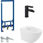 GROHE Комплект монтажна рамка Grohe Rapid SL, бяло стенно биде Rea Carlo и черен смесител за биде Siros (38553001+5902557330355+BB-90-004-A+3855800M)