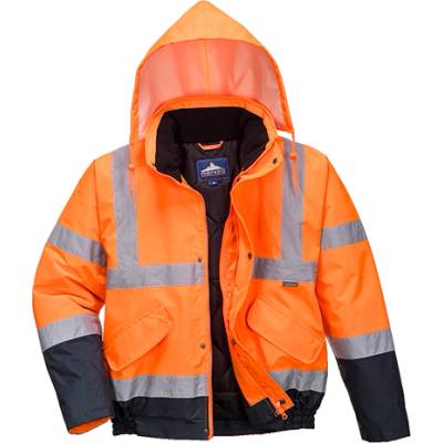 Portwest hi-vis bomber s266 / Изолирано светлоотразително бомбър яке, двуцветно - hv оранжево/тъмносиньо xs (s266onrxs)