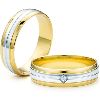 SAVICKI Сватбени халки: двуцветно злато, кръгли. 5 мм