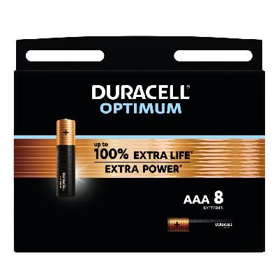 Алкална батерия duracell optimum mx2400 lr03 aaa /8 бр. в блистер/ 1.5v (dur-ba-lr03-optimum-8pk)